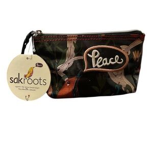 NWT SAKROOTS “PEACE” Multicolor Floral Pouch MakeUp Zipper Bag w/ inside zipper